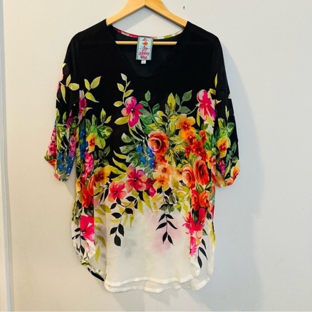 Johnny Was Betty Floral Print Tunic Top Multicolor Size XS Petite - Picture 3 of 10